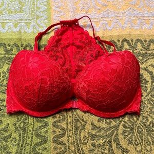 PINK Victoria's Secret Vibrant Red Lace Bra 32DD